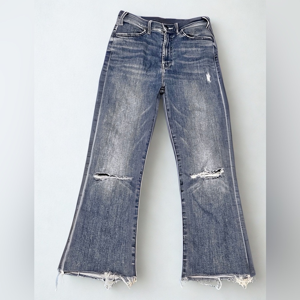 MOTHER The Hustler Ankle Fray • Size 26• High Rise Crop Raw Hem